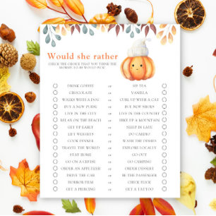 Lámina Juego de Baby Shower Otoño / ¿Qué Preferiría Ella?