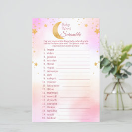 Lámina Juego de Baby Shower Over the Moon Word Scramble