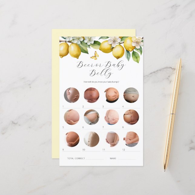 Lámina Juego de Baby Shower para cerveza Lemons o Belly d (Anverso/Reverso In Situ)