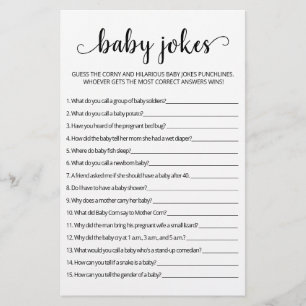 Lámina Juego de Baby Shower para Chistes bebés con respue