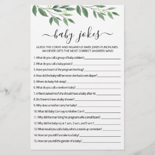 Lámina Juego de Baby Shower para Chistes bebés con respue