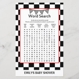 Lámina Juego de Baby Shower para coches de Carreras IMPRE