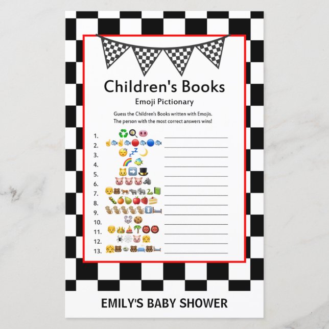 Lámina Juego de Baby Shower para coches de Carreras IMPRE (Anverso)