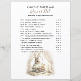 Lámina Juego de Baby Shower para conejitos neutros de gén