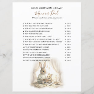 Lámina Juego de Baby Shower para conejitos neutros de gén