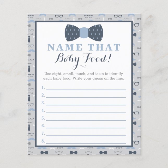 Lámina Juego de Baby Shower para el pequeño hombre, comid (Anverso)