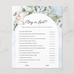 Lámina Juego de Baby Shower para elefante azul para niños