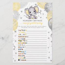 Lámina Juego de Baby Shower para elefantes amarillos en e