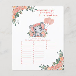 Lámina Juego de Baby Shower para Elephant Chica