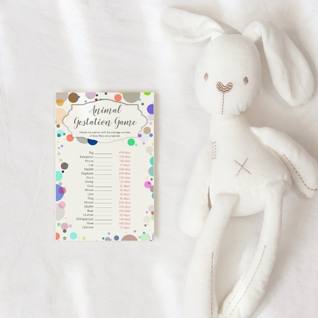 Lámina Juego de Baby Shower para la Gestación de animales (Subido por el creador)