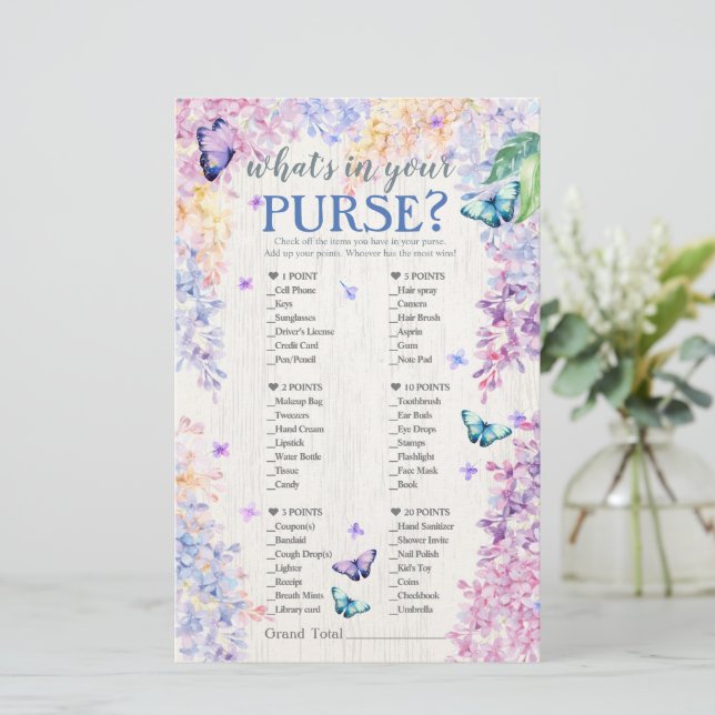 Lámina Juego de Baby Shower para mariposa | ¿Qué hay en t (Anverso de pie)