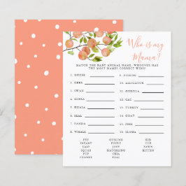 Lámina Juego de Baby Shower Peach Who is My Mama