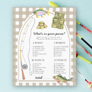 Lámina Juego de baby shower: Pesca - ¿Qué hay en tu bolso