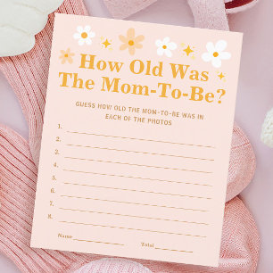 Lámina Juego de Baby Shower Pink Floral Spring How Old Mo