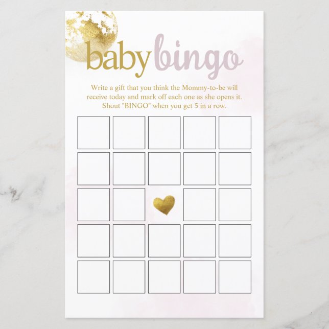 Lámina Juego de Baby Shower "Pink Over the Moon Baby Bing (Anverso)