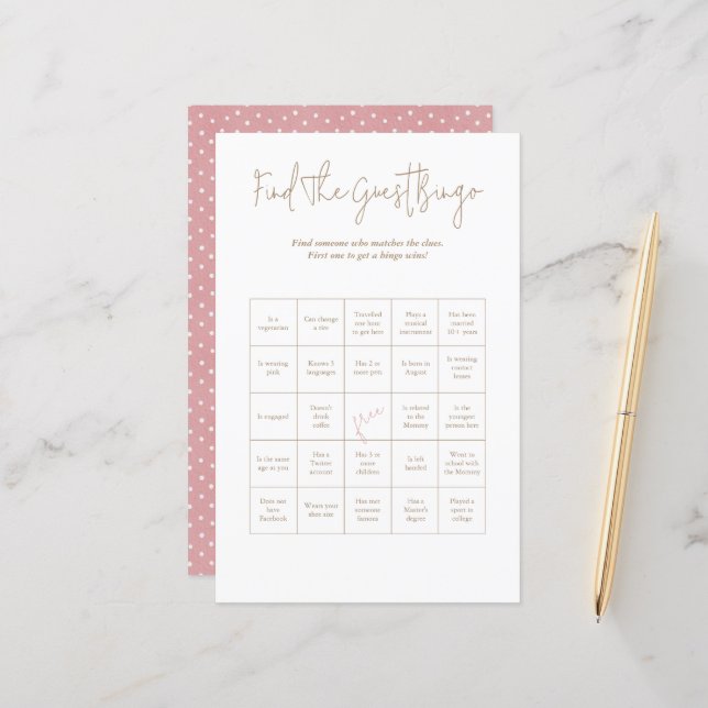 Lámina Juego de Baby Shower Polka Dots Baby Bear Guest Bi (Anverso/Reverso In Situ)