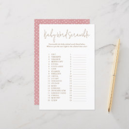 Lámina Juego de Baby Shower Polka Dots Word Scramble Anim