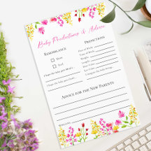 Juego de Baby Shower Predicciones y Consejos para 