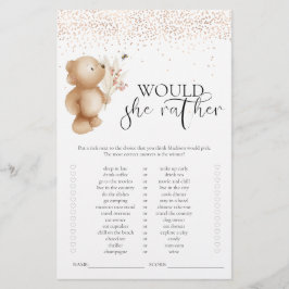 Lámina Juego de Baby Shower '¿Qué Preferiría Ella?' de Os
