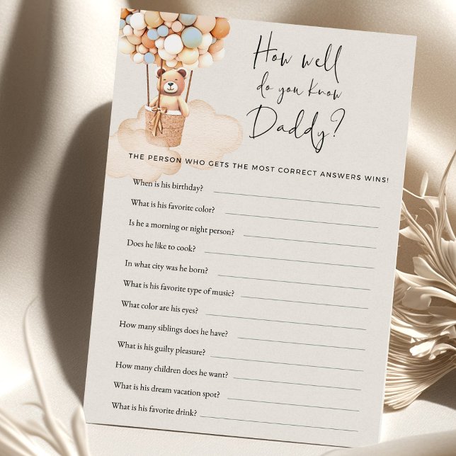 Lámina Juego de Baby Shower: ¿Qué tan bien conoces a papá (Subido por el creador)