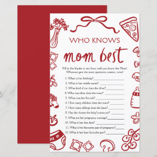 Lámina Juego de Baby Shower '¿Quién conoce mejor a mamá?'