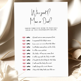 Lámina Juego De Baby Shower ¿Quién Lo Dijo? ¿Mamá o papá?