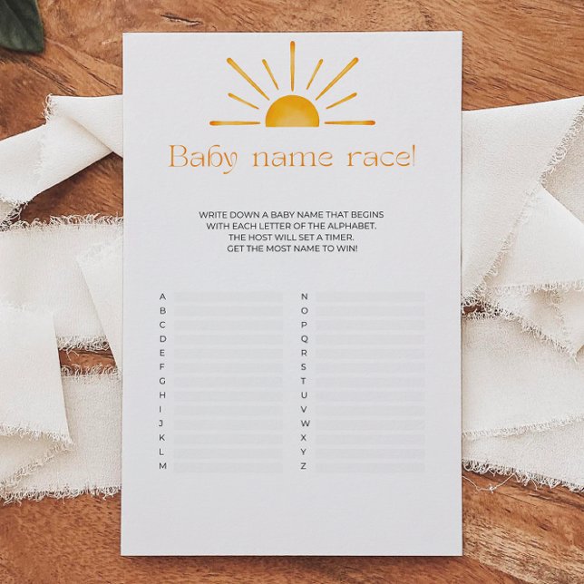Lámina Juego de Baby Shower Race de nombre de bebé (Subido por el creador)