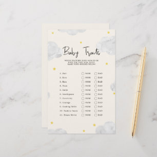 Lámina Juego de Baby Shower Rasgos para Bebés