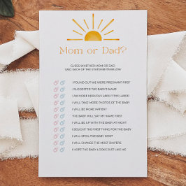 Lámina Juego de Baby Shower Retro Sun Mom O Dad