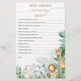 Lámina Juego de Baby Shower Safari Baby Animal Greenerati