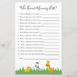 Lámina Juego de Baby Shower Safari que conoce mejor a mam