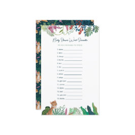 Lámina Juego de Baby Shower Safari Tiger Word Scramble