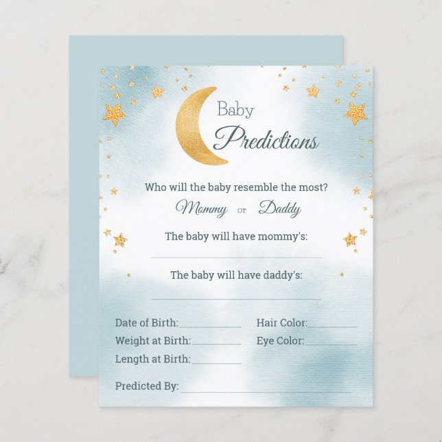 Lámina Juego de Baby Shower sobre las predicciones del be (Anverso / Reverso)