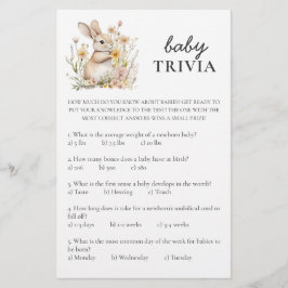 Lámina Juego de Baby Shower Somebunny: Baby Trivia