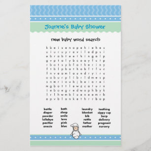 Lámina Juego de Baby Shower - Sopa de Letras