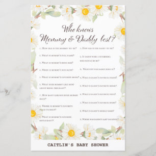 Lámina Juego de Baby Shower Spring Daisy Flower