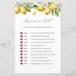 Lámina Juego de Baby Shower Summer Lemon Citrus Mom O Dad
