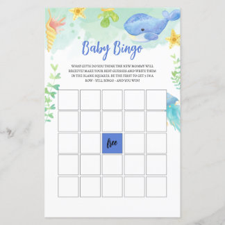 Lámina Juego de Baby Shower Summer Under Sea BINGO