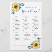 Juego de Baby Shower Sunflower Dusty Blue Floral P