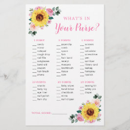 Lámina Juego de Baby Shower Sunflower Pink Floral Purse