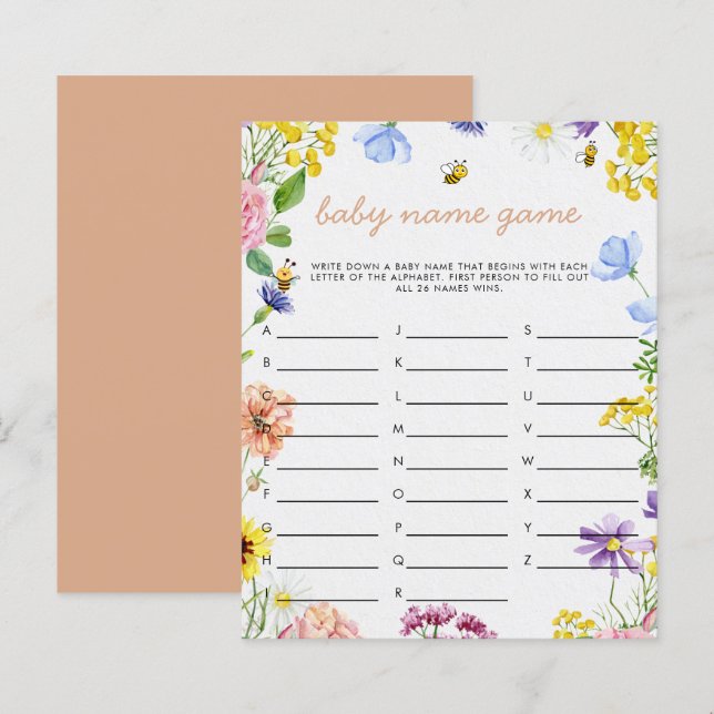 Lámina Juego de Baby Shower Sweet As Can Bee (Anverso / Reverso)