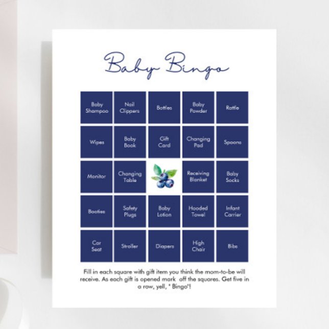 Lámina Juego de Baby Shower Sweet Blueberry Baby Bingo (Subido por el creador)