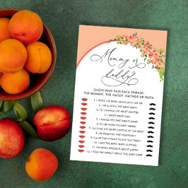 Lámina Juego de Baby Shower Sweet Little Peach Mommy o Da