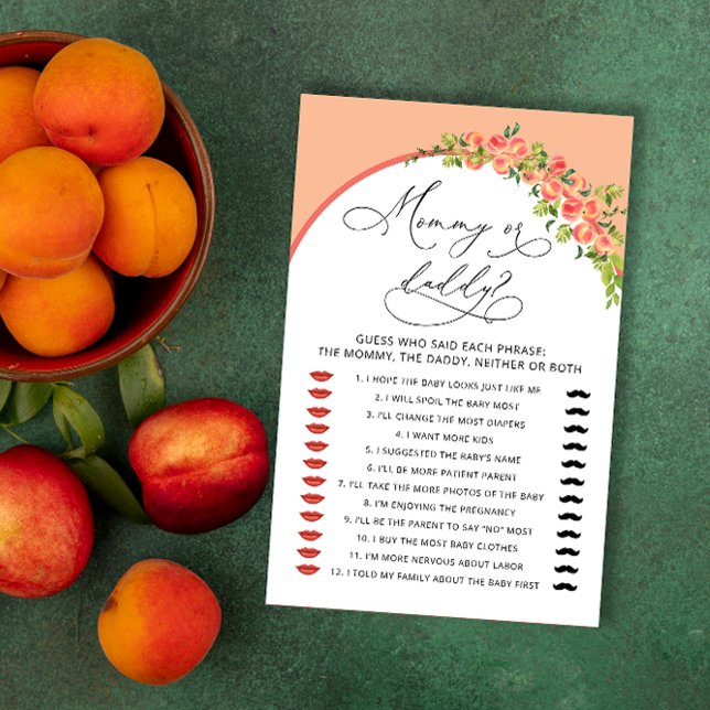 Lámina Juego de Baby Shower Sweet Little Peach Mommy o Da (Subido por el creador)