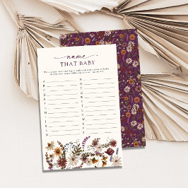 Lámina Juego de Baby Shower Wildflower