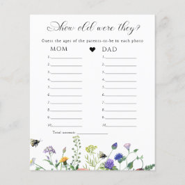 Lámina Juego de Baby Shower Wildflower Greenery