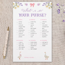 Lámina Juego de Baby Shower Wildflowers Geese Purse