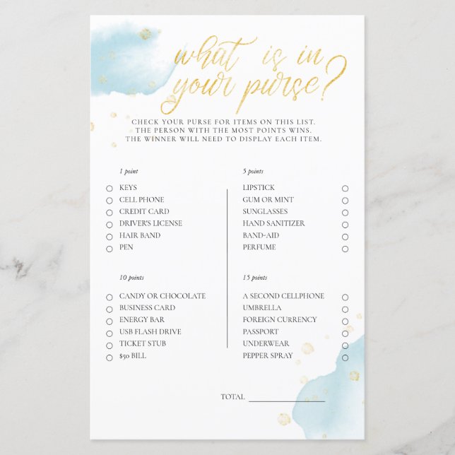 Lámina Juego de Baby Shower Winter Blue Qué Hay En Tu Bol (Anverso)