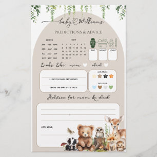 Lámina Juego de Baby Shower Woodland Animal Greenery Mush