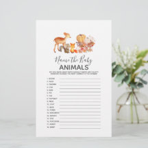 Juego de Baby Shower Woodland - Nombra a los anima